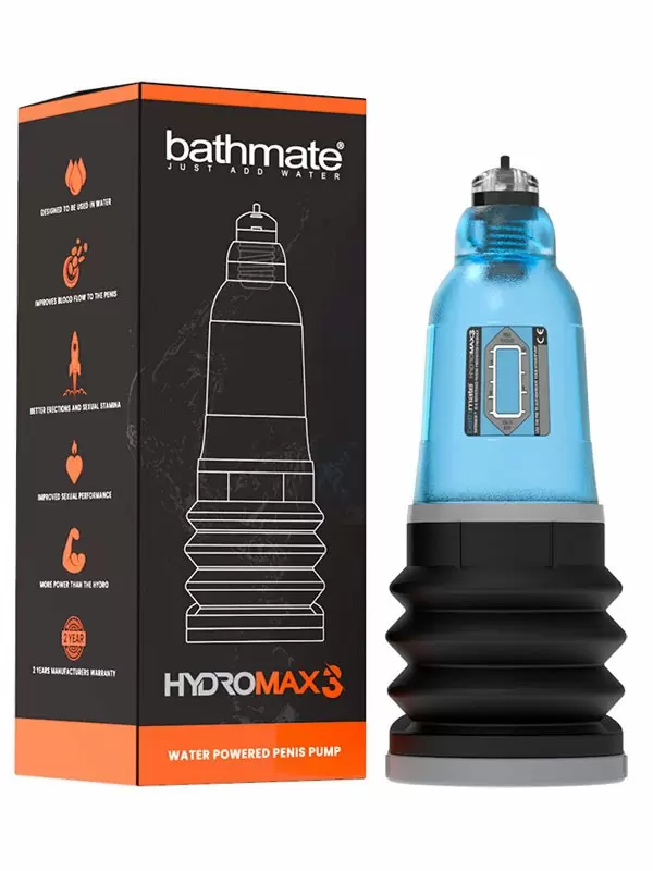 Гидропомпа Bathmate Hydromax3 aqua, для мужчин с размером до 8 см, синяя