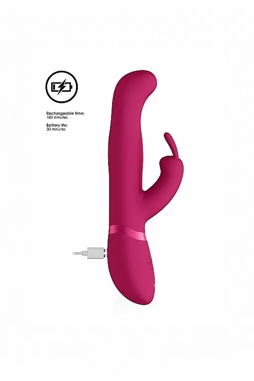 Изогнутый вибратор-кролик Izara со стимулирующими бусинами и функцией 