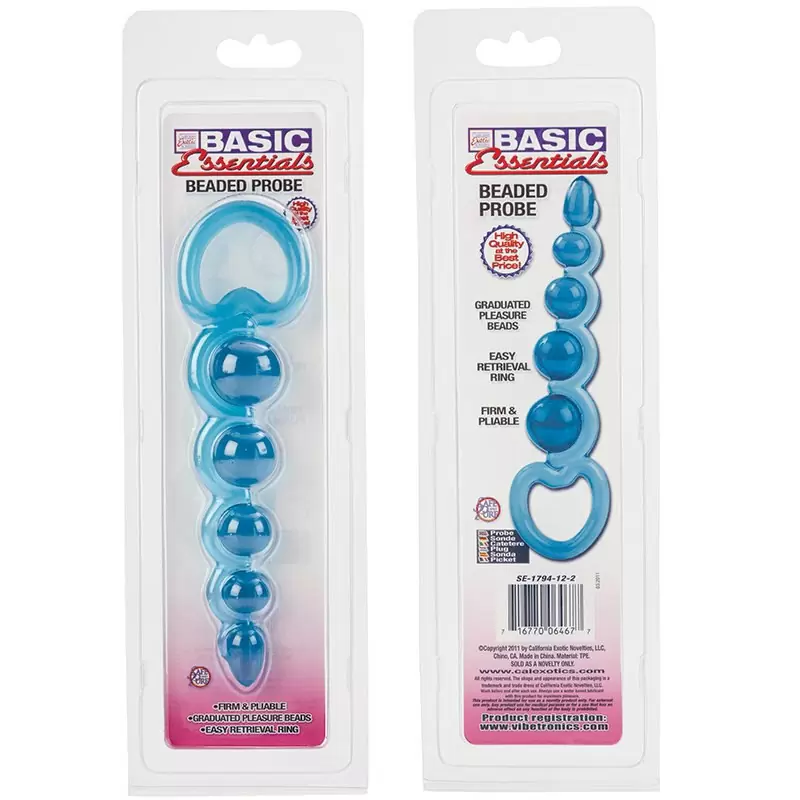 Анальная цепочка Basic Essentials Beaded Probes гибкая – голубой