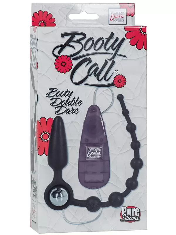 Анальная пробка-цепочка с вибрацией Booty Double Dare – черный