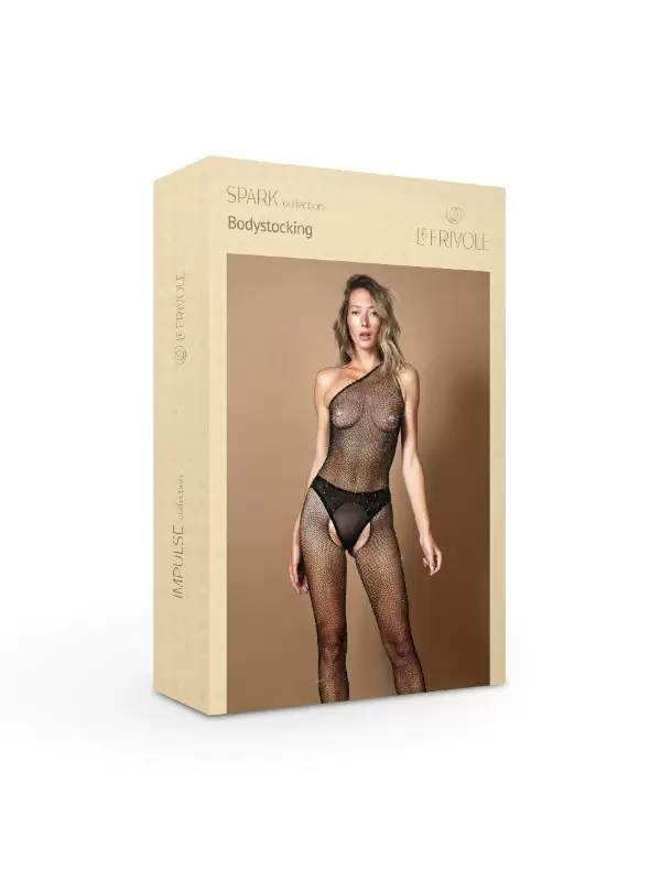 Боди искрящийся стразами на одно плечо