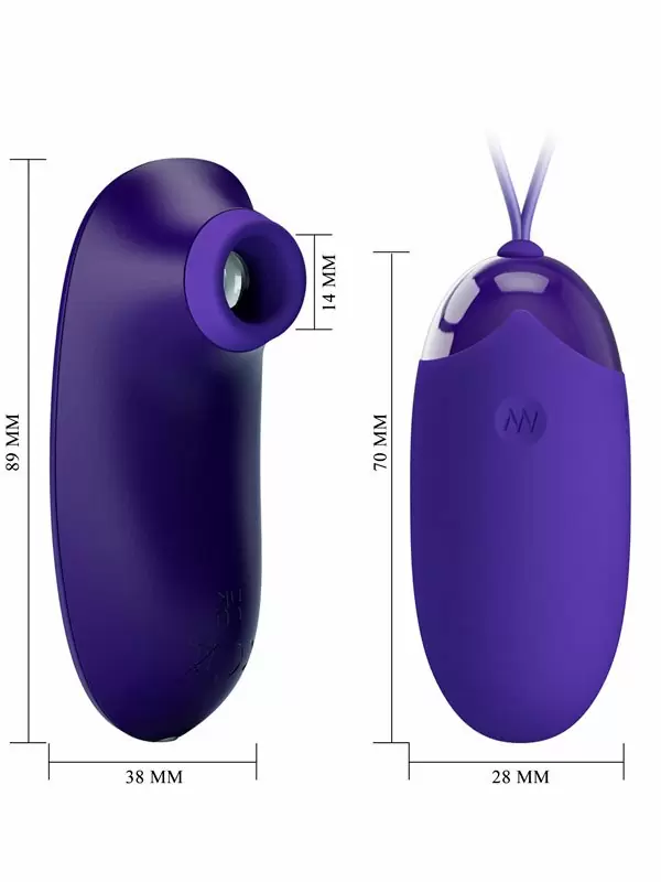 Женский набор Baile Orthus-Youth: Вакуумный стимулятор клитора и виброяйцо, с пультом Д/У, 12 режимов, силикон