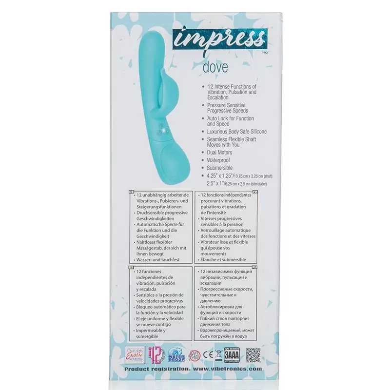 Вибромассажер Impress Dove со стимуляцией клитора – голубой