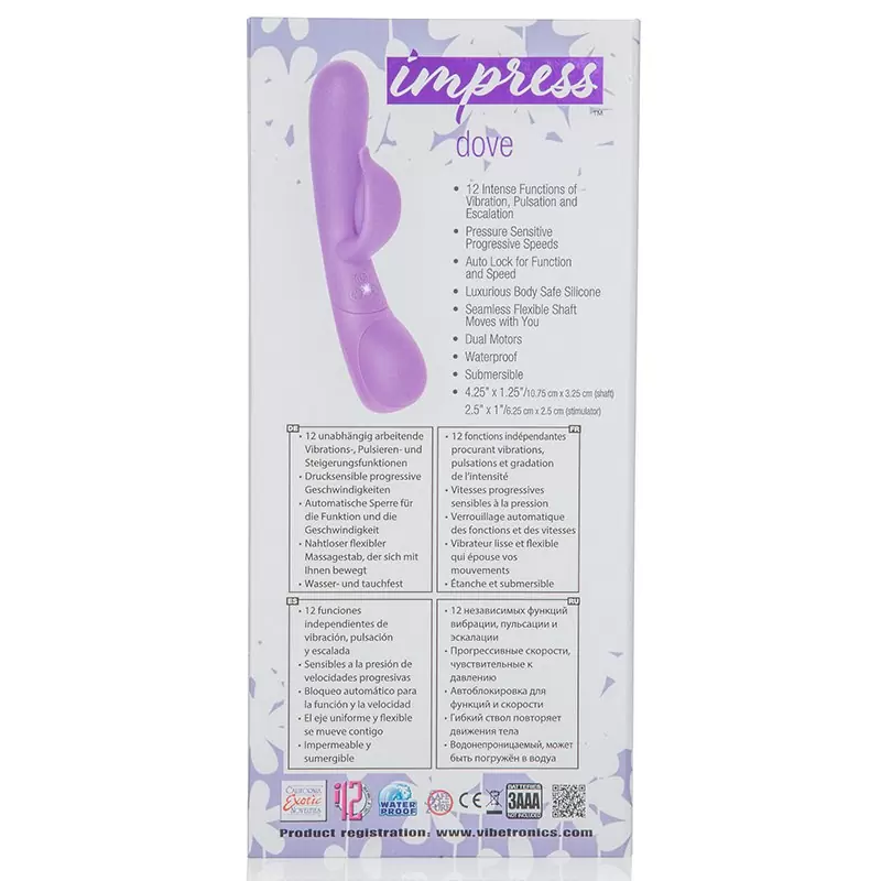 Вибромассажер Impress Dove со стимуляцией клитора – фиолетовый