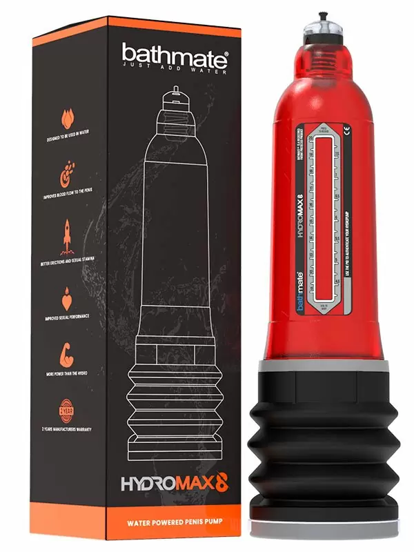 Гидропомпа Bathmate Hydromax8 brilliant, для мужчин с размером до 21 см, красная
