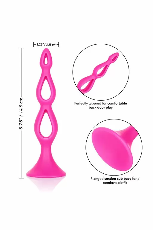Элегантная анальная елочка Silicone Triple Probe, 10,25 см, силикон, розовый