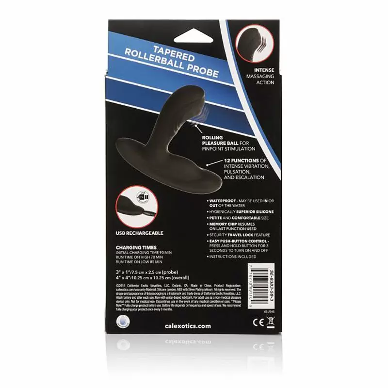 Вибромассажер простаты Eclipse Tapered Roller Ball Probe со стимулирующим шариком – черный