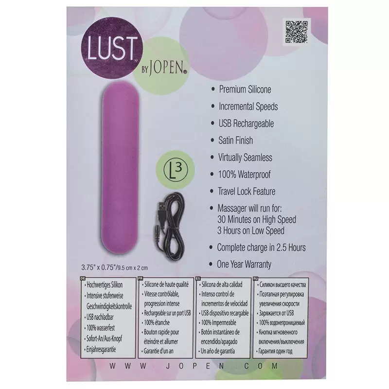 Перезаряжаемый мини-вибромассажер Lust by Jopen L3 – фиолетовый