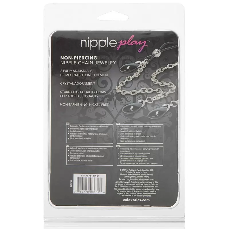 Зажимы на соски Chain Jewelry - Onyx на цепочке с подвесками –  черный