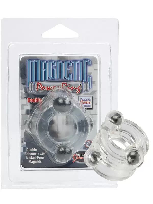 Двойное эрекционное кольцо с магнитами Magnetic Power Rings - прозрачный